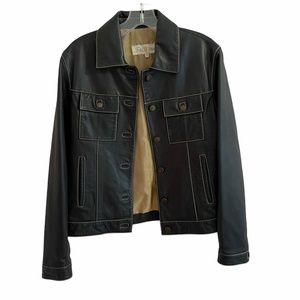 Peter Millar Leather Jacket Women's Black